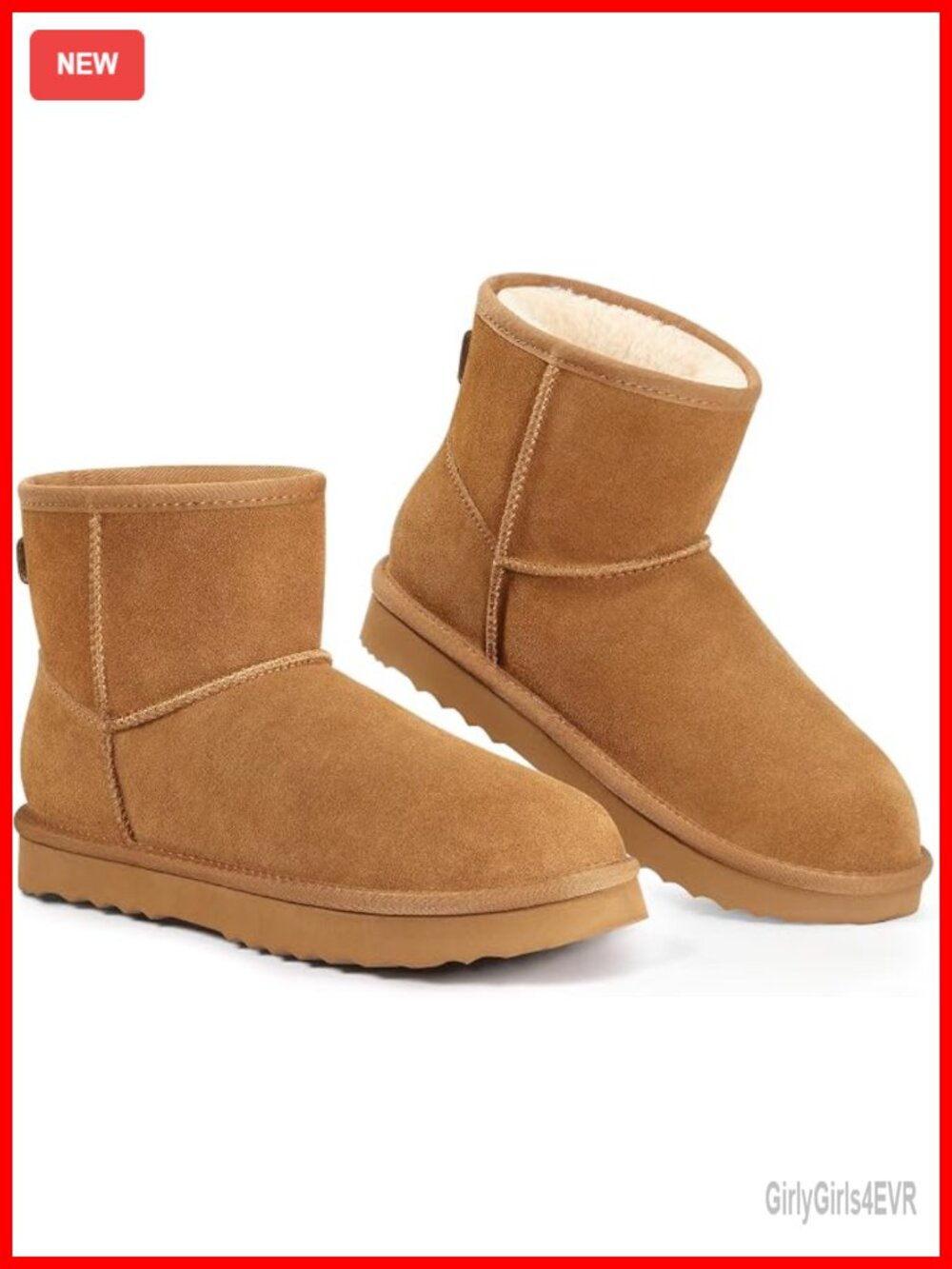 Women's Classic Genuine Suede Mini Boots Fuzzy Fur Lined Snow Booties